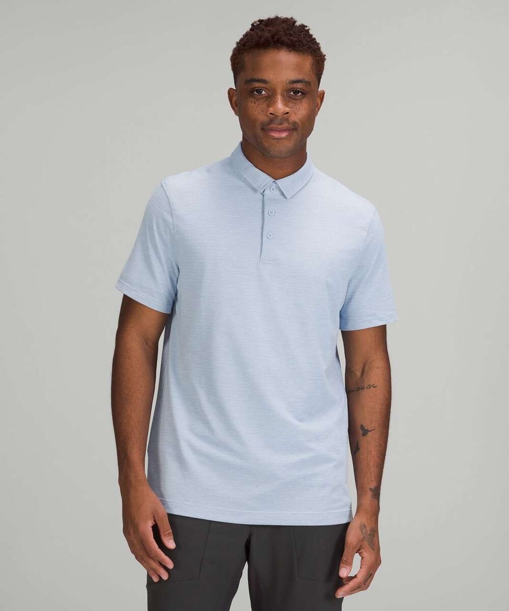 lululemon Evolution Polo Shirt in Ligh Heather Blue Golf Performance Men’s Med